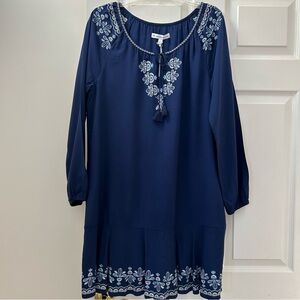 NWT Southern Tide Navy Blue Embroidered Dress